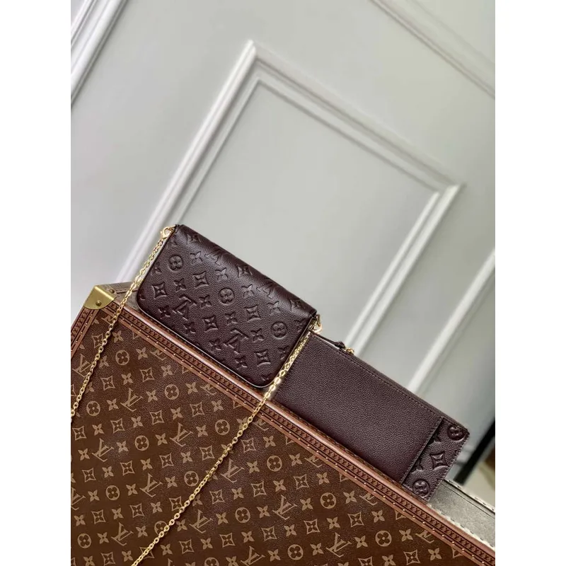 LV M14193 Louis Vuitton Félicie Pochette Bag Chocolate Brown
