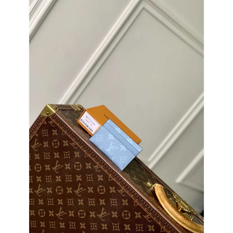Louis Vuitton M62170 LV Double Card Holder Monogram Eclipse Blue