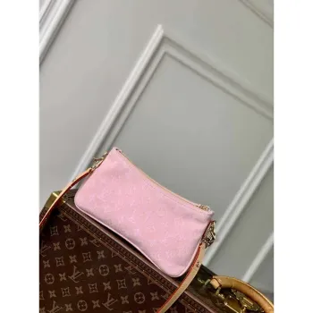 LV M14159 Louis Vuitton Liv Pochette Monogram Denim Bag Pink