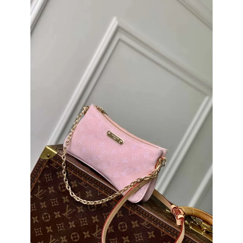 LV M14159 Louis Vuitton Liv Pochette Monogram Denim Bag Pink