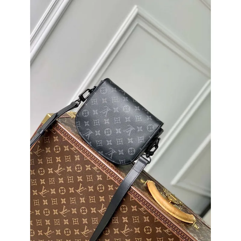 Louis Vuitton LV M47060 Montsouris Messenger PM Monogram Eclipse Canvas