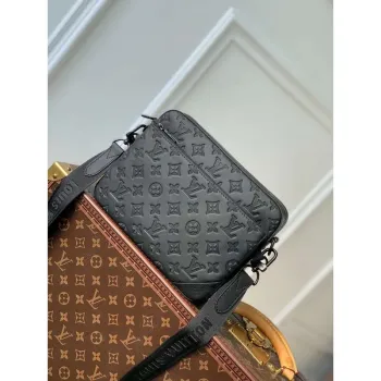 LV M46602 Louis Vuitton Trio Messenger Bag Monogram Shadow Leather