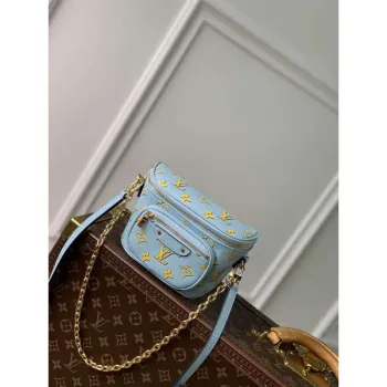 LV M83694 Louis Vuitton Mini Bumbag Monogram Empreinte Blue with Yellow