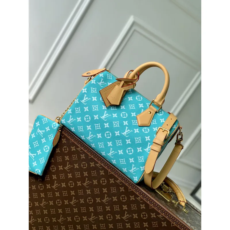 LV M21108 Louis Vuitton Speedy P9 Bandoulière 30 Bag Monogram Leather Fluorescent Lake Blue