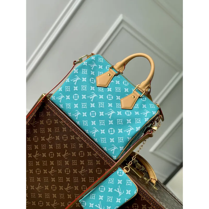 LV M21108 Louis Vuitton Speedy P9 Bandoulière 30 Bag Monogram Leather Fluorescent Lake Blue