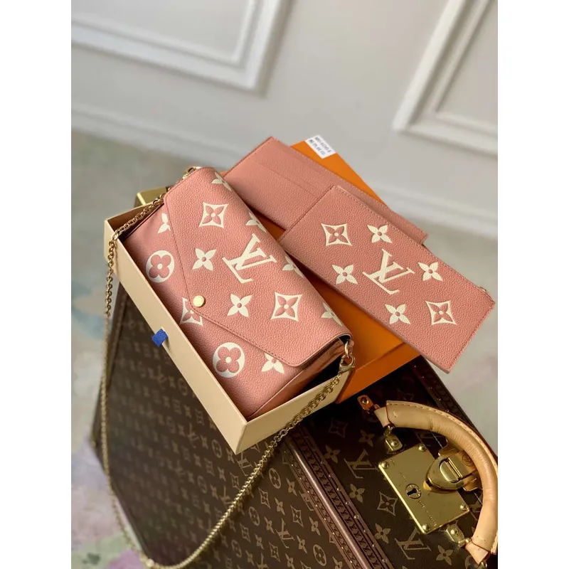 LV M61276 Louis Vuitton Felicie Pochette Bag M61276 Pink Leather