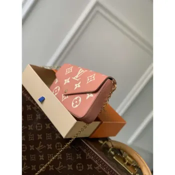 LV M61276 Louis Vuitton Felicie Pochette Bag M61276 Pink Leather