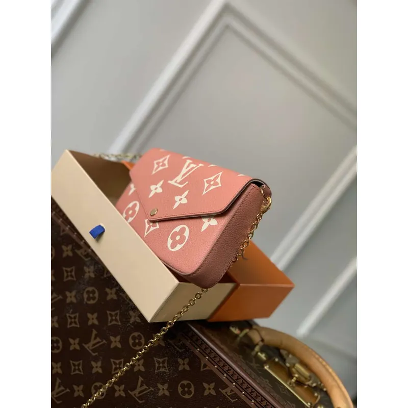 LV M61276 Louis Vuitton Felicie Pochette Bag M61276 Pink Leather