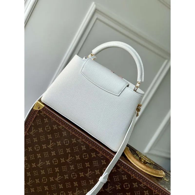 LV M12279 Louis Vuitton Capucines MM Handbag Silver Sea