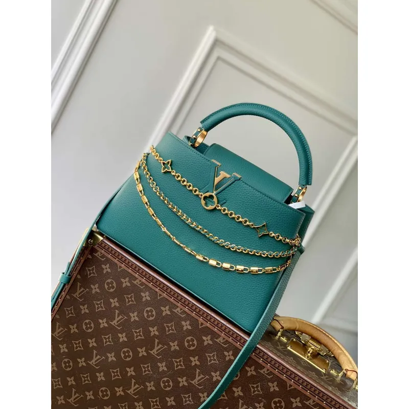 LV M12345 Louis Vuitton Capucines MM Handbag Green