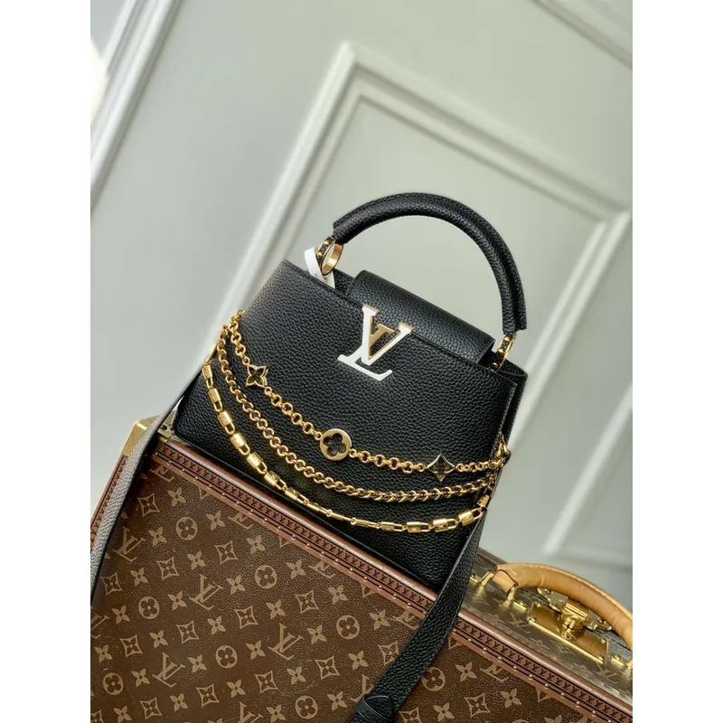 LV M12345 Louis Vuitton Capucines BB Bag Black