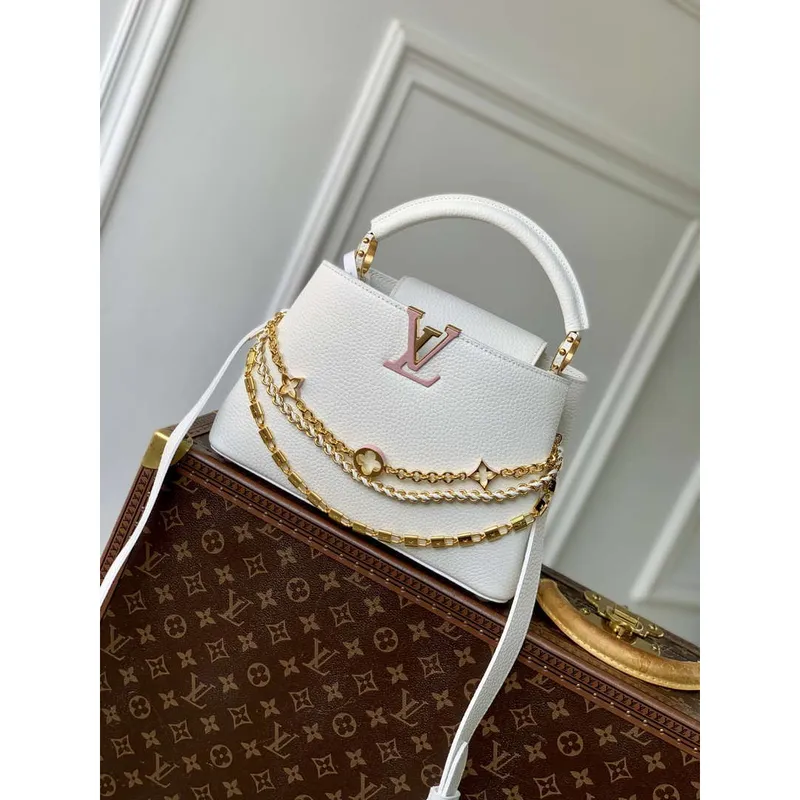 LV M12279 Louis Vuitton Capucines BB Bag Silver Sea