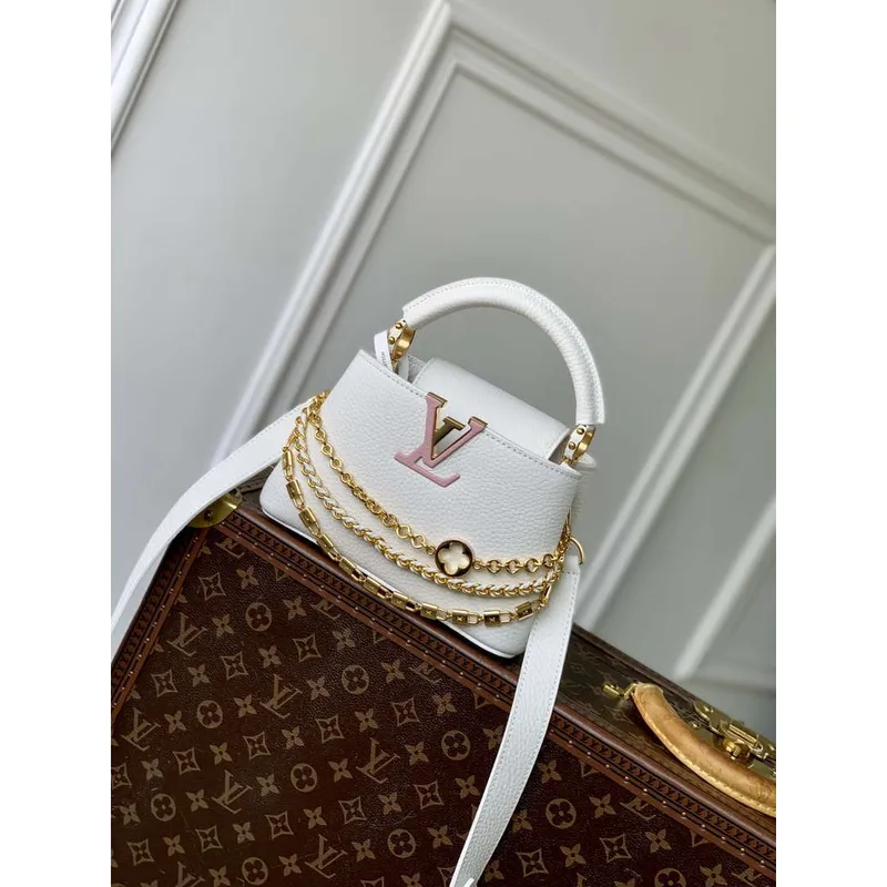 LV M12279 Louis Vuitton Capucines Mini Bag Silver Sea