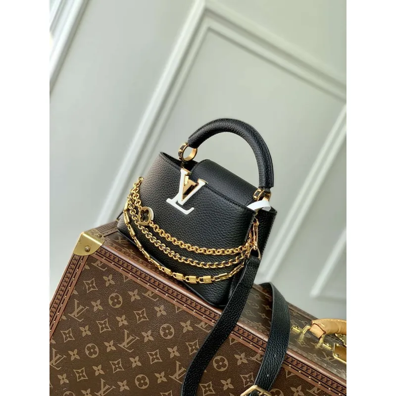 LV M12345 Louis Vuitton Capucines Mini Bag Black