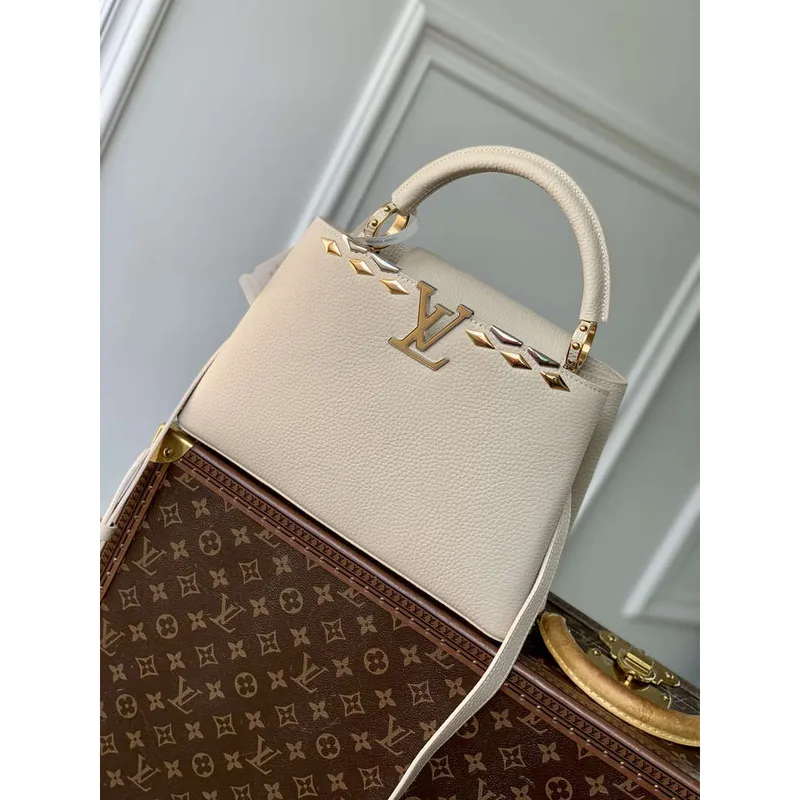 Louis Vuitton LV M12751 Capucines MM Handbag Apricot