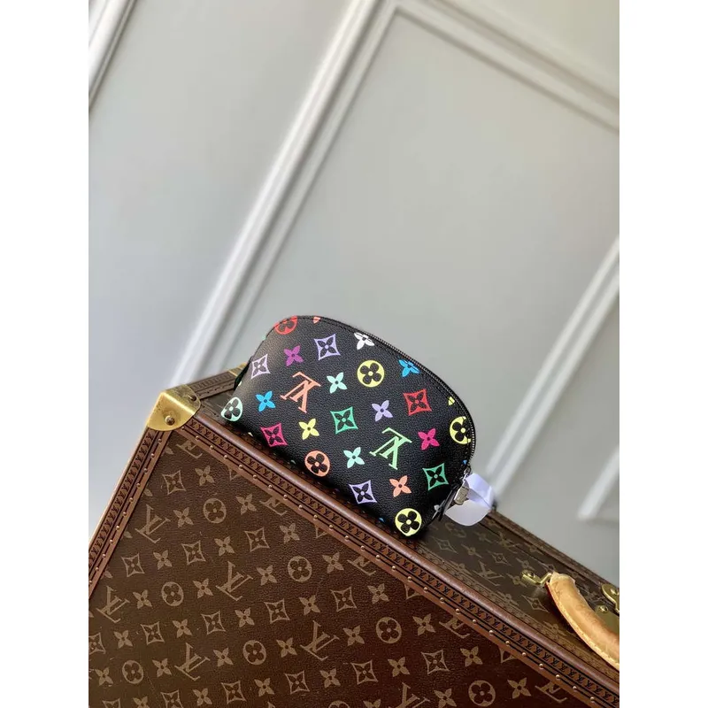 LV M13744 Louis Vuitton LV x TM Cosmetic Pouch PM Black Multicolored