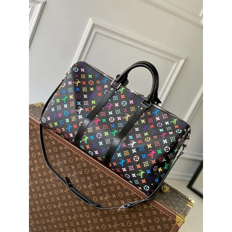 LV M13745 Louis Vuitton LV x TM Keepall Bandoulière 50 Bag Black Multicolored