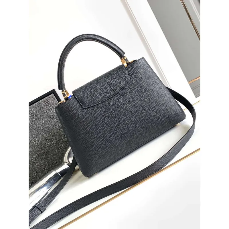 LV M11349 Louis Vuitton Capucines MM Handbag Black