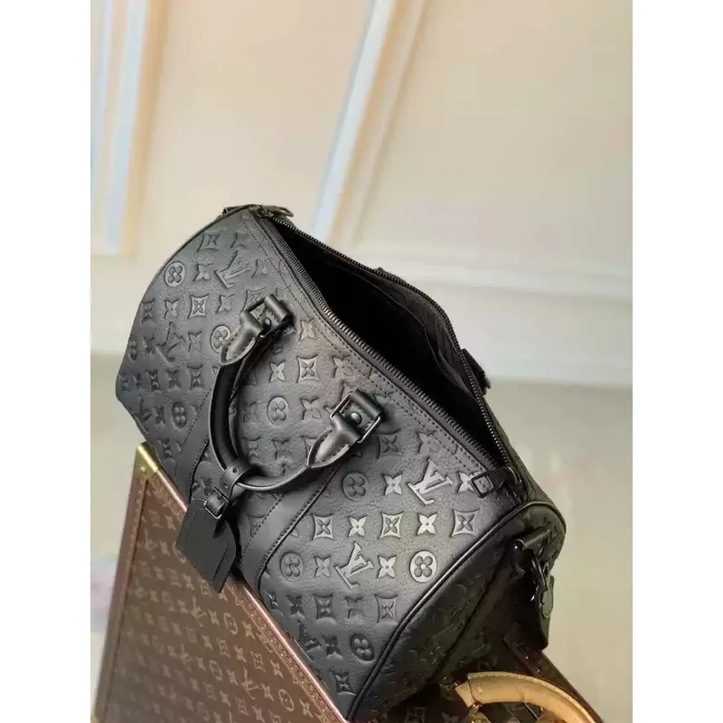 LV M22765 Louis Vuitton Keepall Bandoulière 35 Monogram Taurillon Black