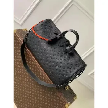LV M44470 Louis Vuitton Keepall Bandoulière 50 Travel Bag Monogram taurillon leather Black