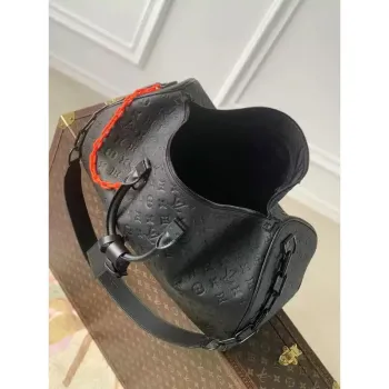 LV M44470 Louis Vuitton Keepall Bandoulière 50 Travel Bag Monogram taurillon leather Black