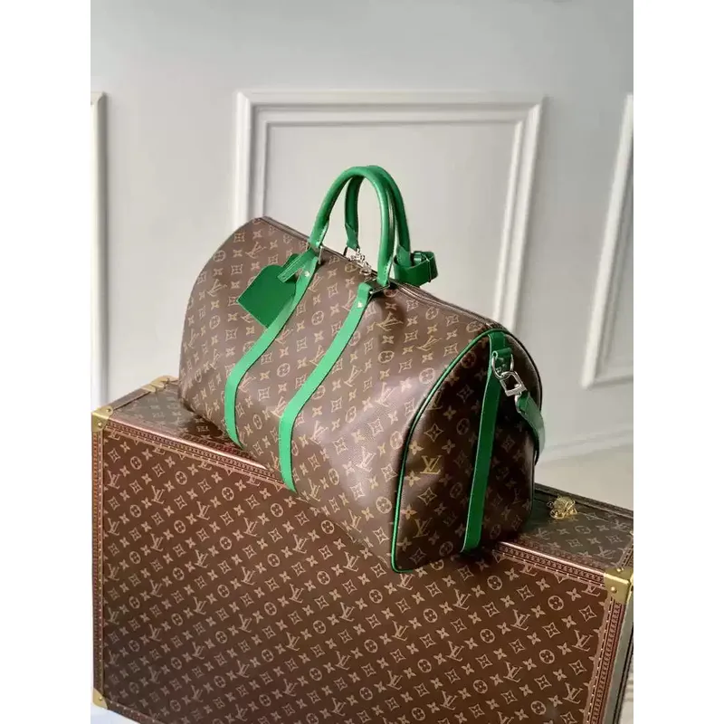 LV M46774 Louis Vuitton Keepall Bandoulière 50 Travel Bag Monogram Green