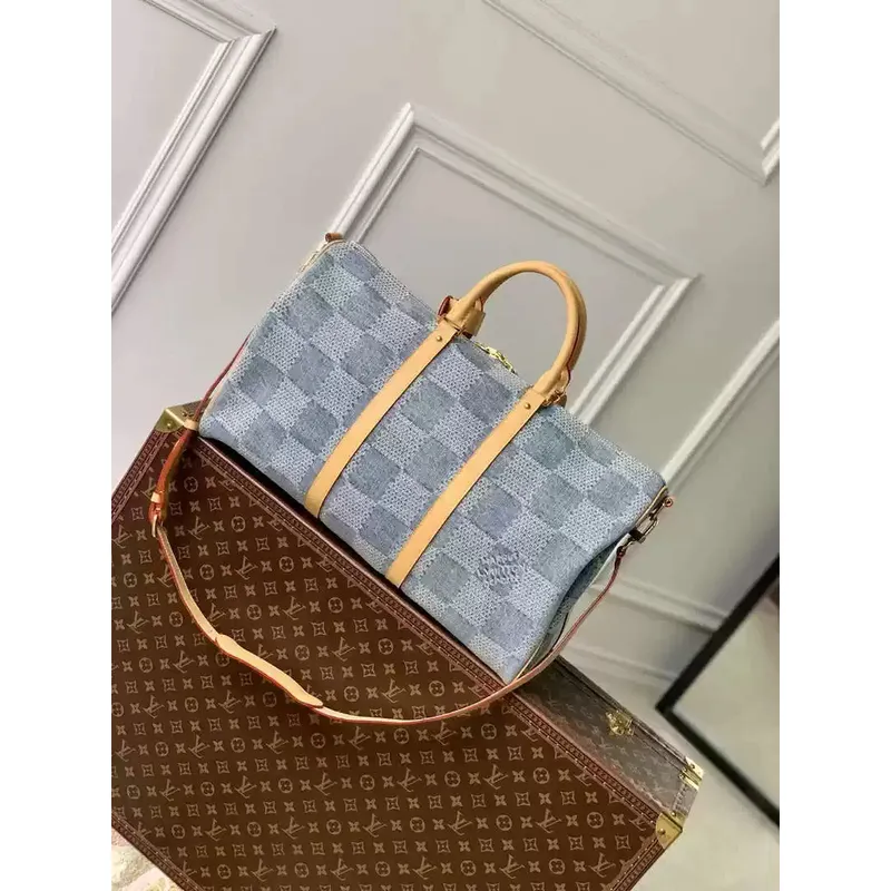 LV N40739 Louis Vuitton Keepall Bandoulière 50 Travel Bag Damier Blue