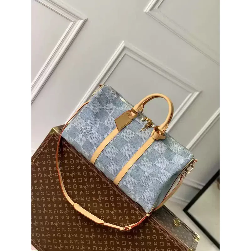 LV N40739 Louis Vuitton Keepall Bandoulière 50 Travel Bag Damier Blue