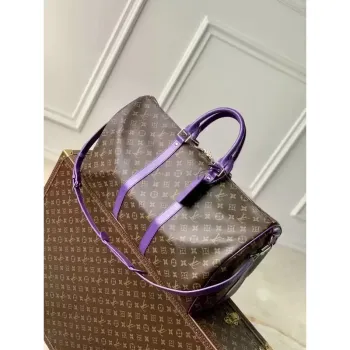 LV M46775 Louis Vuitton Keepall Bandoulière 50 Travel Bag Monogram Purple M12633
