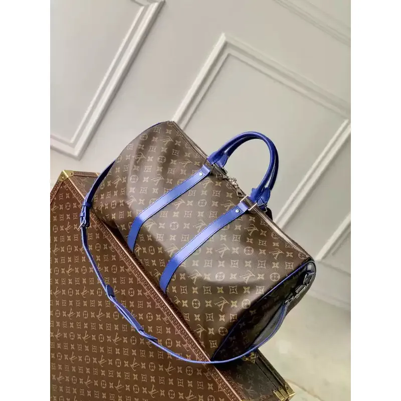 LV M46772 Louis Vuitton Keepall Bandoulière 50 Travel Bag Monogram Blue M12633