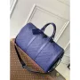 LV M44810 Louis Vuitton Keepall Bandoulière 50 Monogram shadow leather Navy Blue