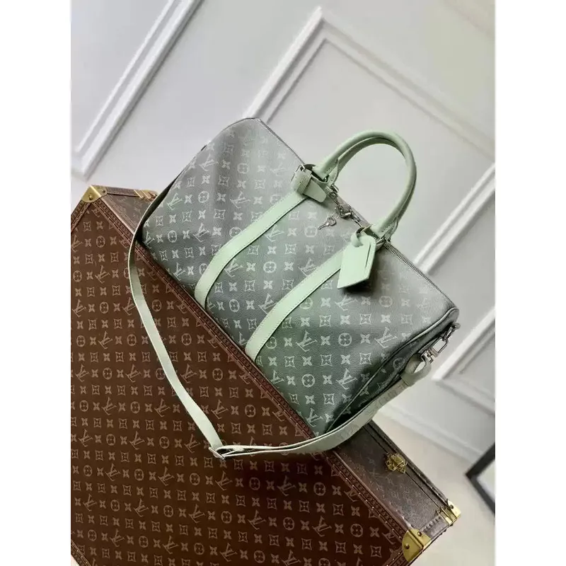 LV M11718 Louis Vuitton Keepall Bandoulière 45 Travel Bag Monogram Khaki Green