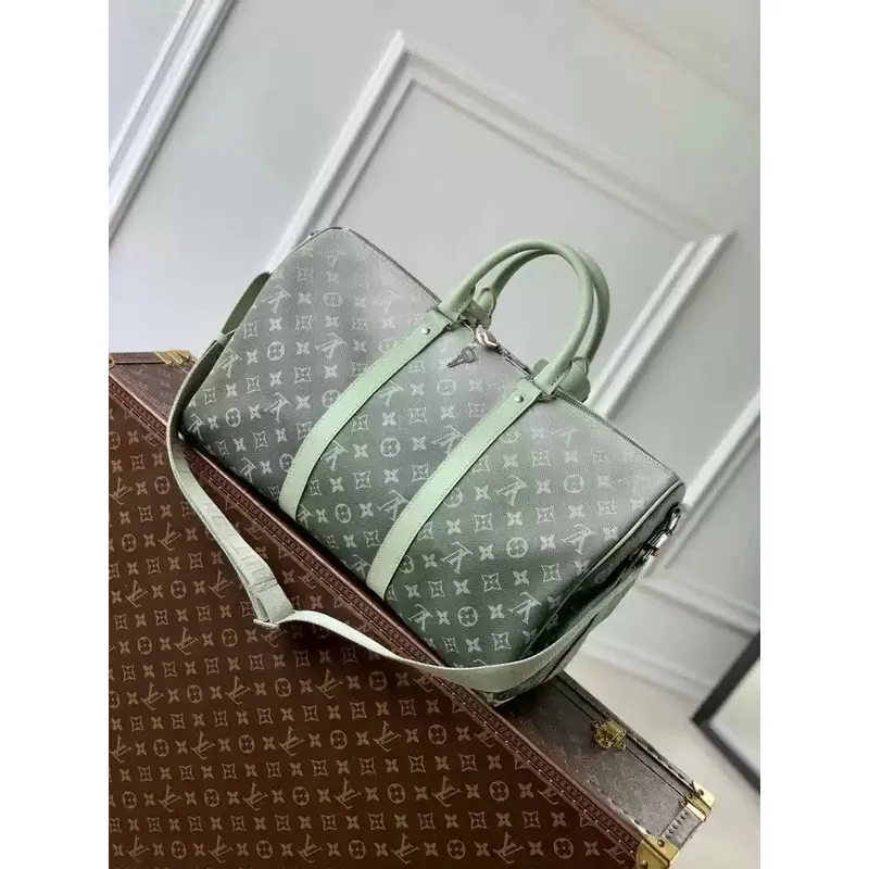 LV M11718 Louis Vuitton Keepall Bandoulière 45 Travel Bag Monogram Khaki Green