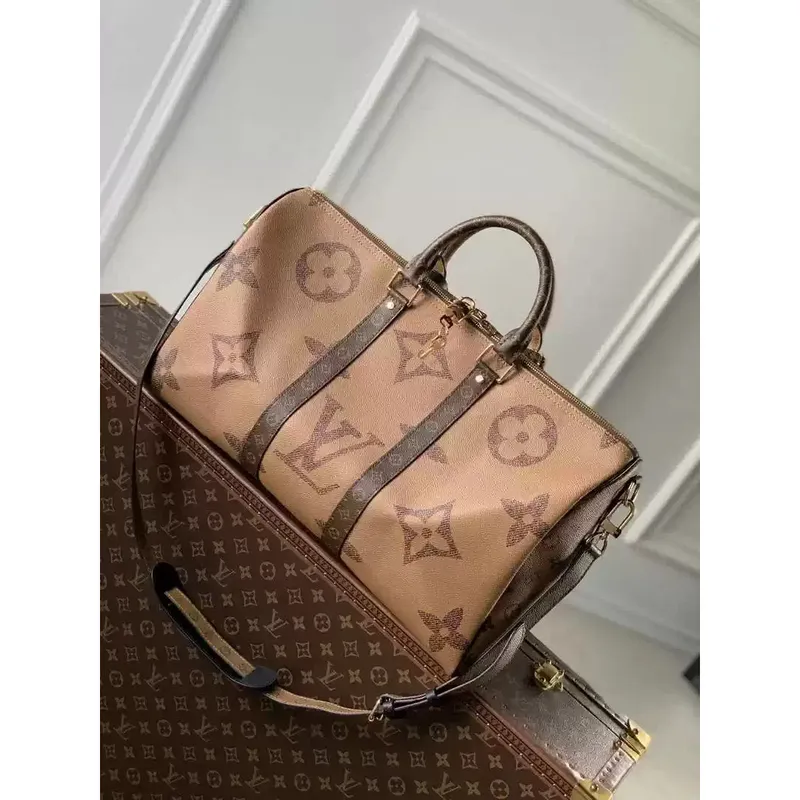 LV M47211 Louis Vuitton Keepall Bandoulière 45 Travel Bag Monogram Giant and Monogram Reverse