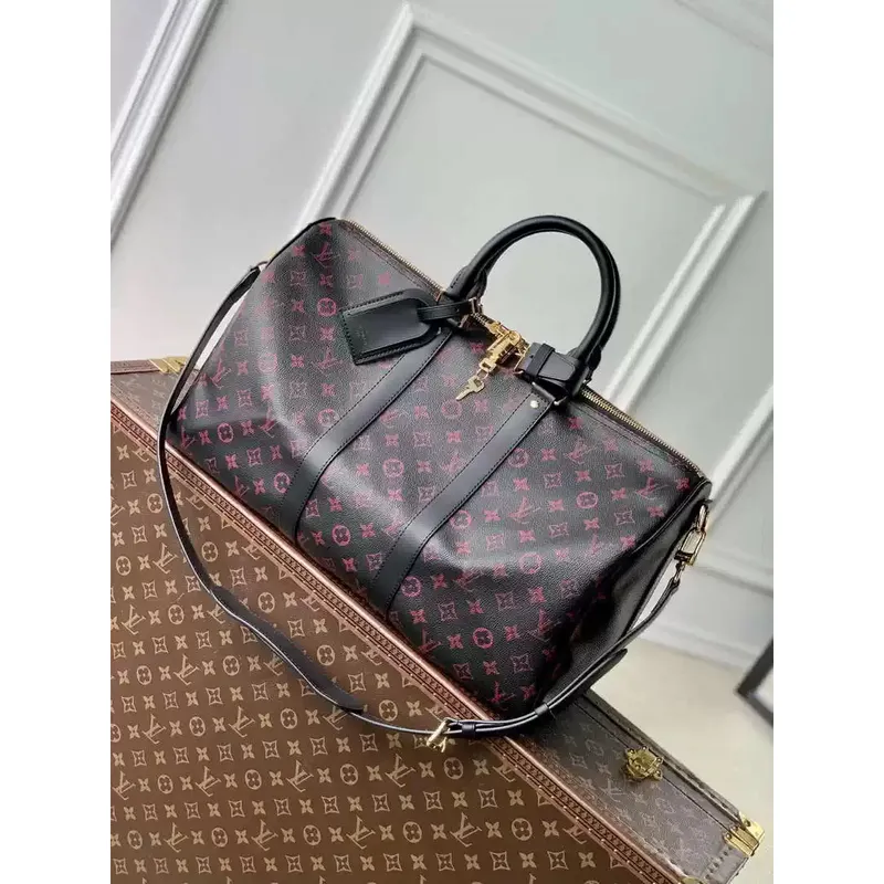LV M12441 Louis Vuitton Keepall Bandoulière 45 Travel Bag Monogram Tomette coated canvas