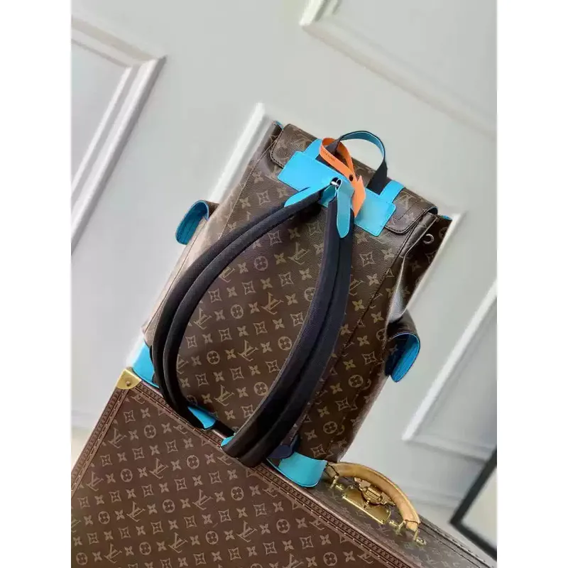 LV M12729 Louis Vuitton Christopher MM Backpack Monogram Macassar canvas