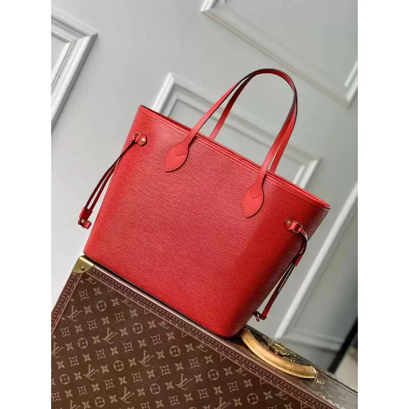 LV M12755 Louis Vuitton Neverfull MM Bag Epi Leather Red