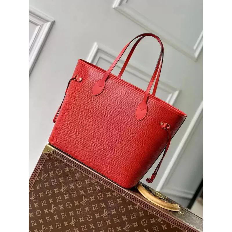 LV M12755 Louis Vuitton Neverfull MM Bag Epi Leather Red