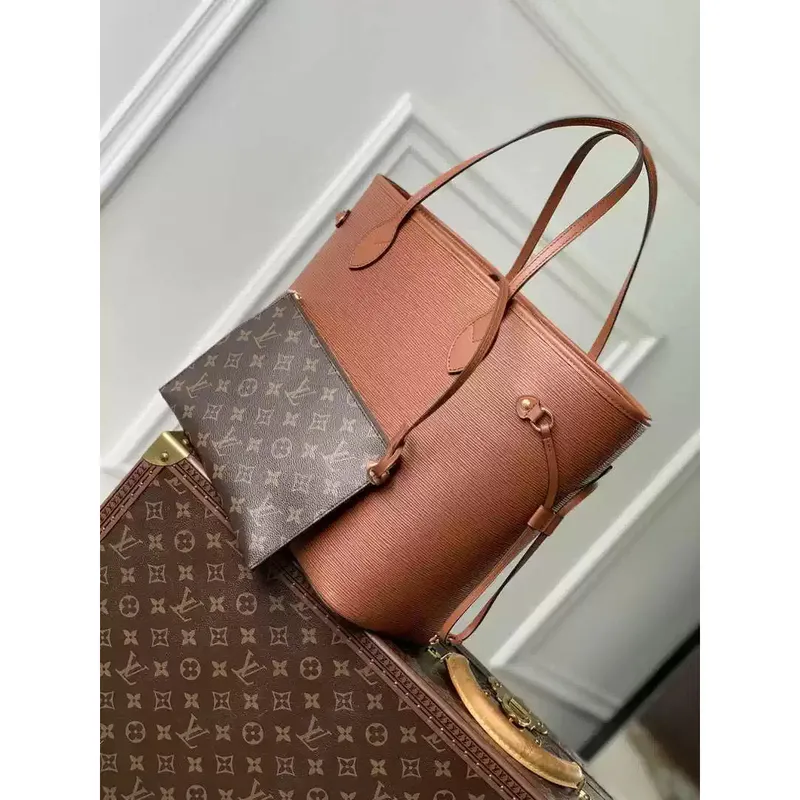 LV M12467 Louis Vuitton Neverfull MM Bag Epi Leather Brown