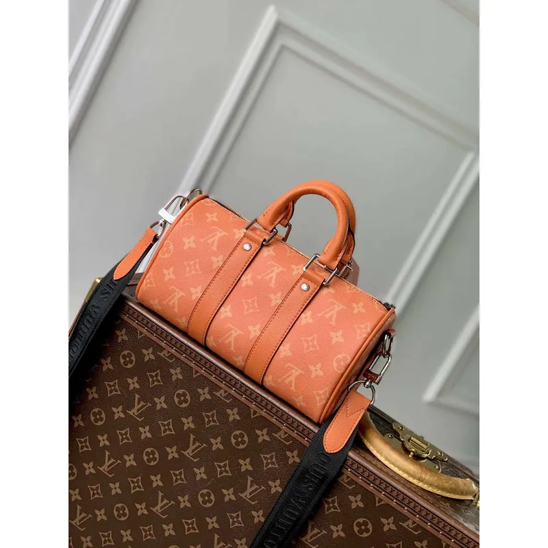 LV M31044 Louis Vuitton Keepall Bandoulière 25 Bag Tangerine