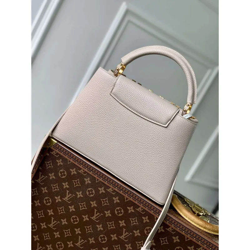 LV M11341 Louis Vuitton Capucines MM Handbag Galet Gray