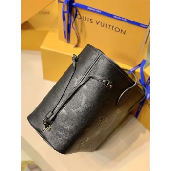 LV M45685 Louis Vuitton Neverfull MM Bag Monogram Empreinte Leather Black