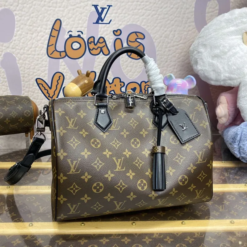 LV M12243 Louis Vuitton Speedy Soft 30 Dark Bag Monogram Black
