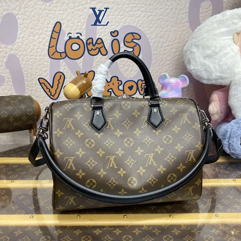 LV M12243 Louis Vuitton Speedy Soft 30 Dark Bag Monogram Black