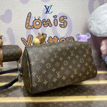 LV M12243 Louis Vuitton Speedy Soft 30 Dark Bag Monogram Black