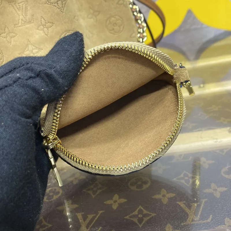 LV M11839 Louis Vuitton Bella Handbag Suede leather Bag Beige