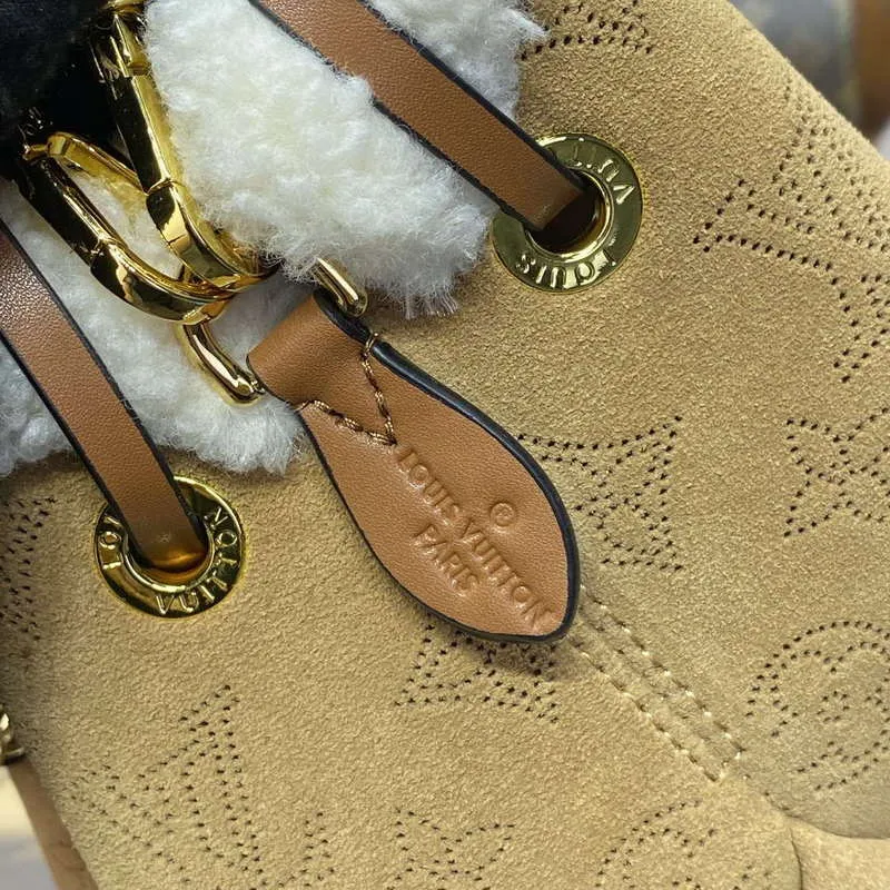 LV M11839 Louis Vuitton Bella Handbag Suede leather Bag Beige