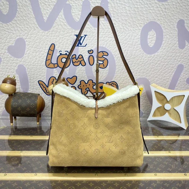 LV M11843 Louis Vuitton CarryAll PM Suede leather Bag Beige