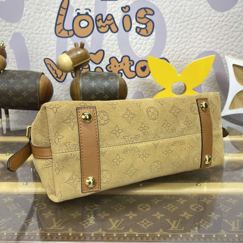 LV M11843 Louis Vuitton CarryAll PM Suede leather Bag Beige