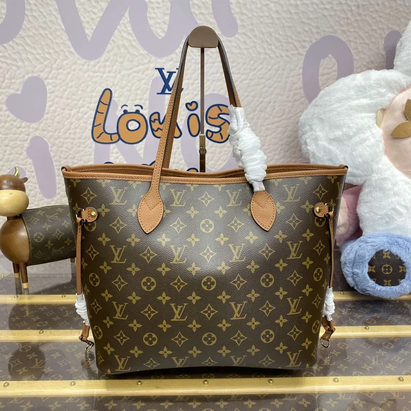 LV M12061 Louis Vuitton Reversible Neverfull Inside Out MM Handbag Brown